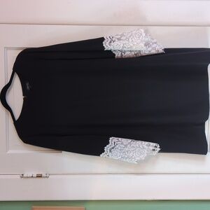 Little Black Dress with Lace Sleeve Detail